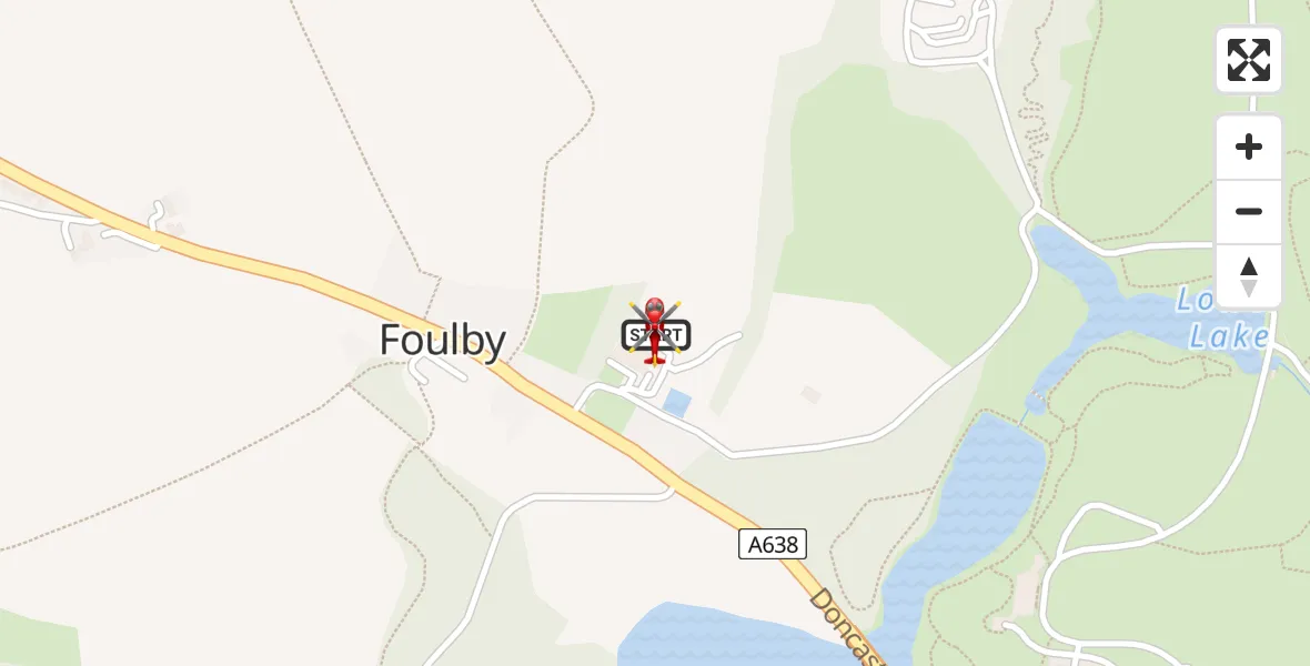 Flight route map: Air Ambulance Helicopter to YAA Nostell Helicopter Port, YAA Nostell Helicopter Port