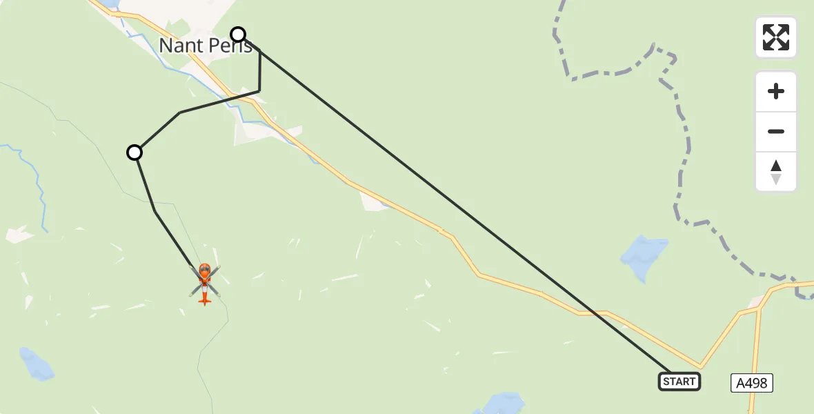 Flight route map: Coastguard Helicopter to Llanberis, Llanberis Path