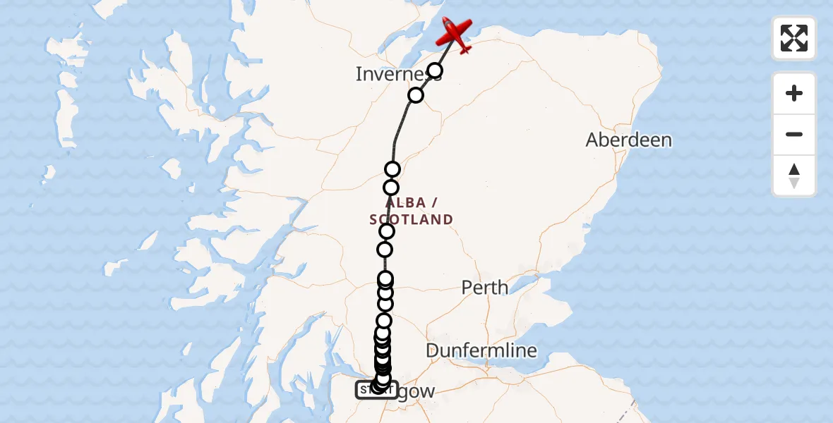 Flight route map: Air Ambulance Aircraft to North Sea, North Sea