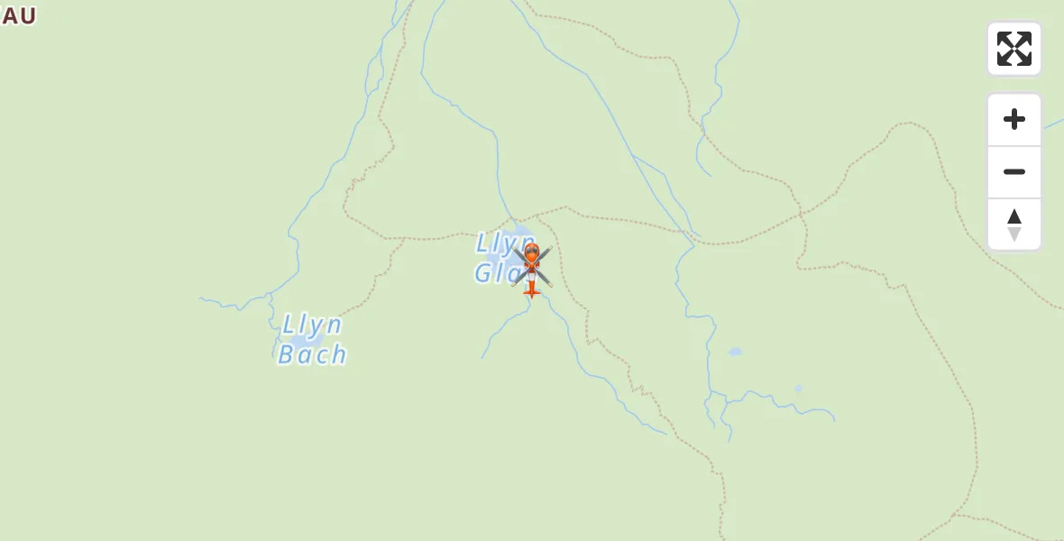 Flight path map showing Coastguard Helicopter route from Llanberis to Llanberis