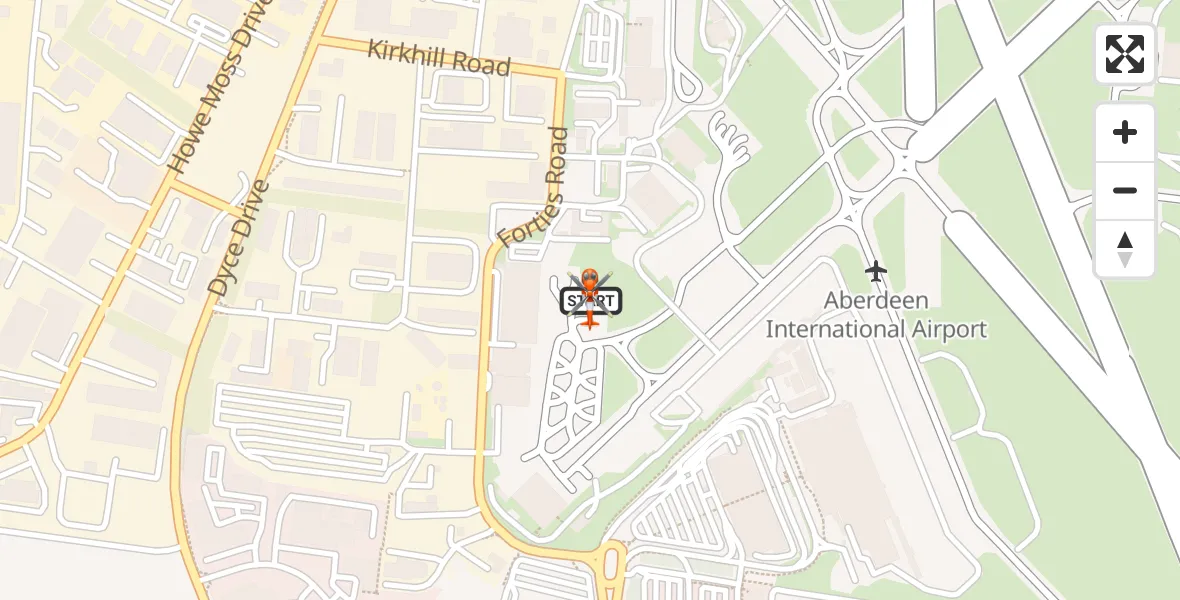 Flight route map: Coastguard Helicopter to Aberdeen International Airport, Aberdeen International Airport