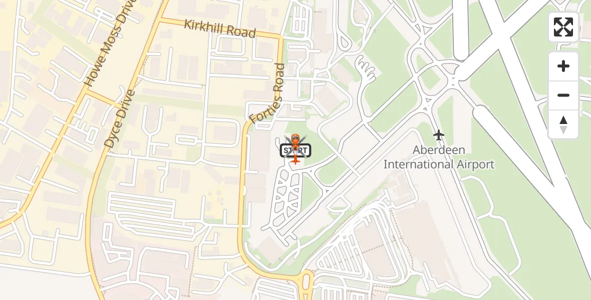 Flight route map: Coastguard Helicopter to Aberdeen International Airport, Aberdeen International Airport
