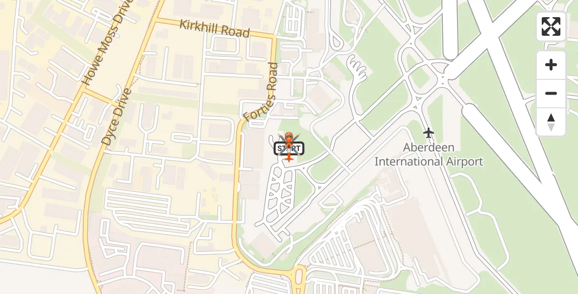 Flight route map: Coastguard Helicopter to Aberdeen International Airport, Aberdeen International Airport