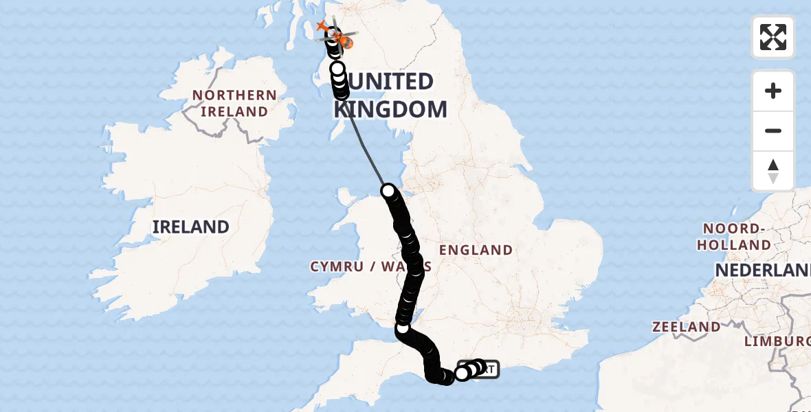 Flight route map: Coastguard Helicopter to Glasgow Prestwick Airport, Glasgow Prestwick Airport