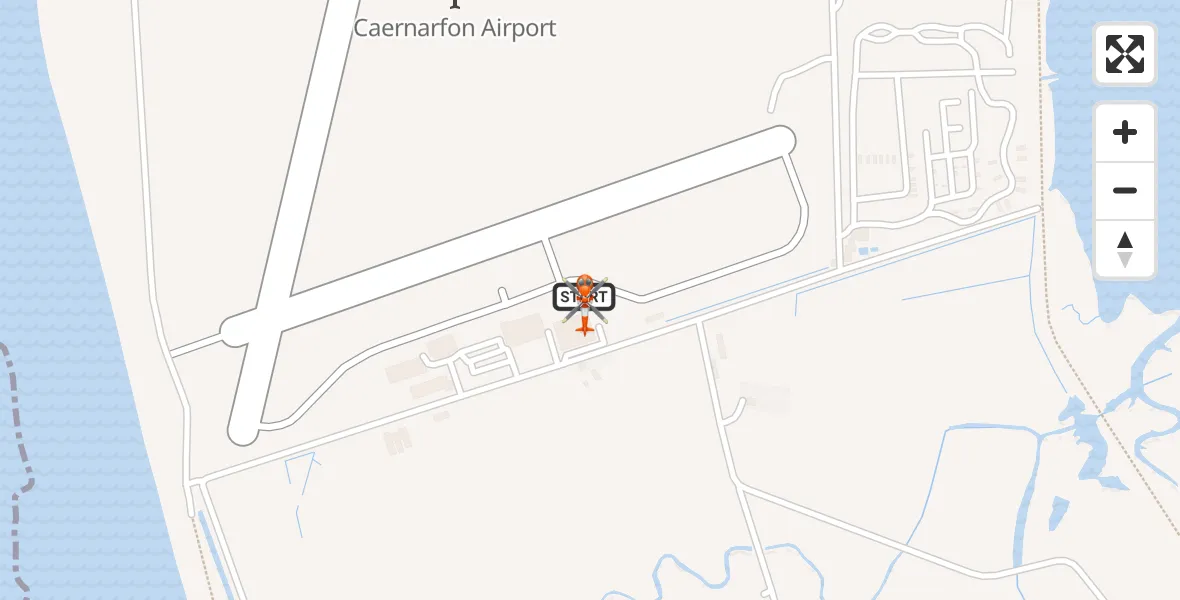 Flight route map: Coastguard Helicopter to Caernarfon Airport, Caernarfon Airport