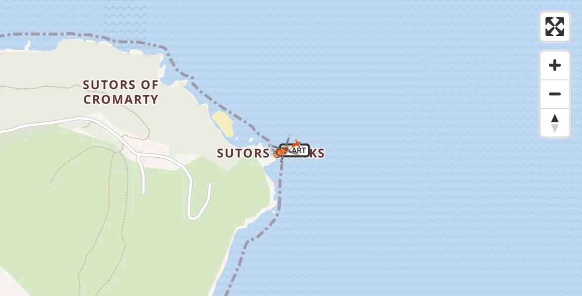 Flight route map: Coastguard Helicopter to Cromarty, 100 Steps