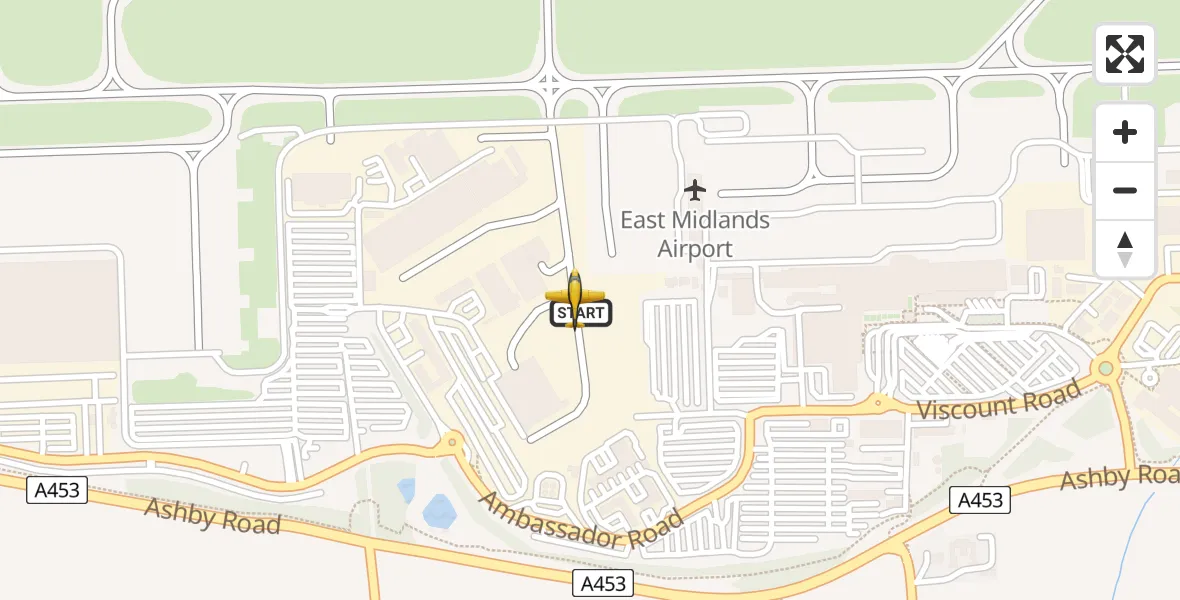 Flight route map: Police Aircraft to East Midlands Airport, East Midlands Airport