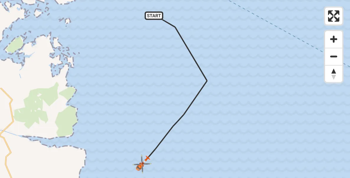 Flight route map: Coastguard Helicopter to Inner Seas, Inner Seas