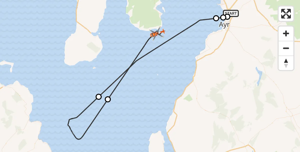 Flight route map: Coastguard Helicopter to Inner Seas, Inner Seas