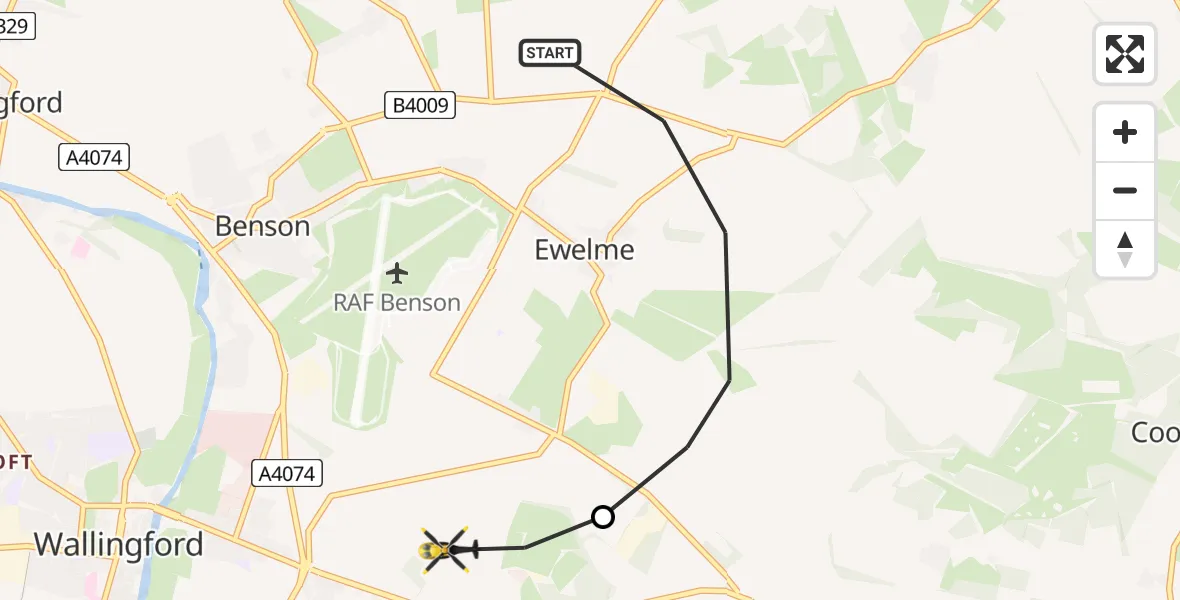 Flight route map: Police Helicopter to Crowmarsh Gifford, Crowmarsh Hill