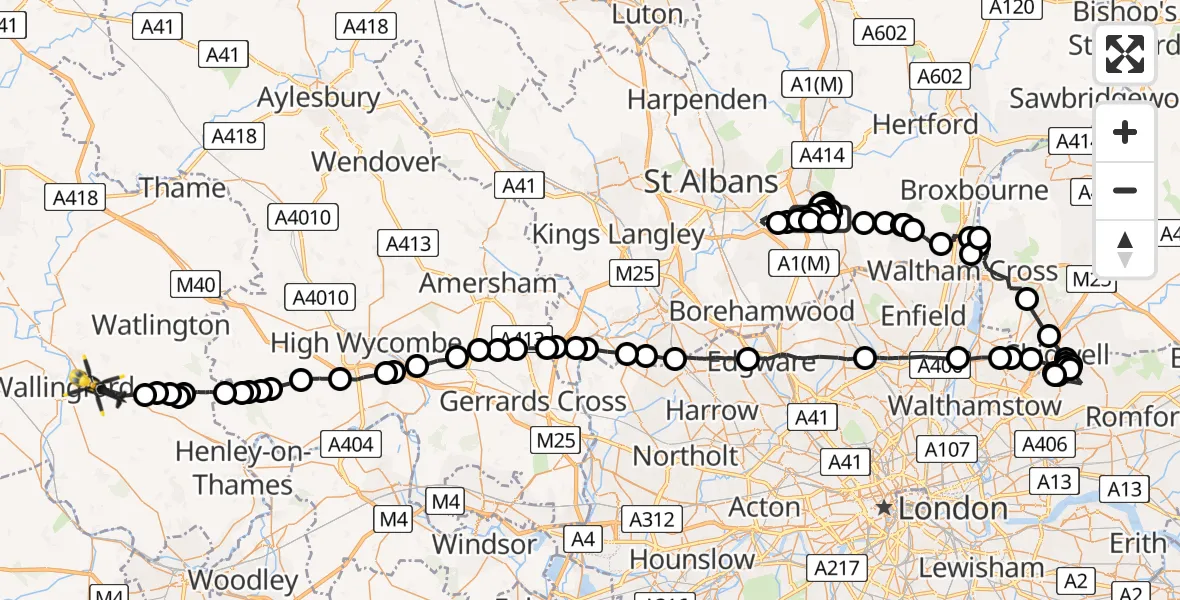 Routekaart van de vlucht: Police Helicopter to Benson, Benson