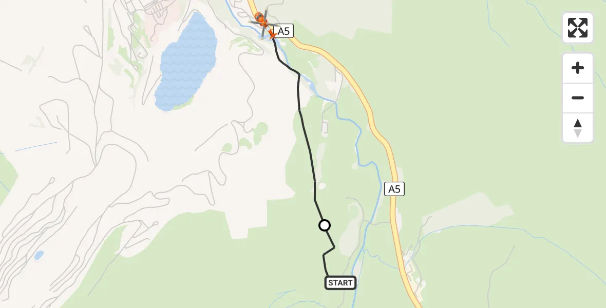Flight route map: Coastguard Helicopter to Braichmelyn, Hen Durnpike