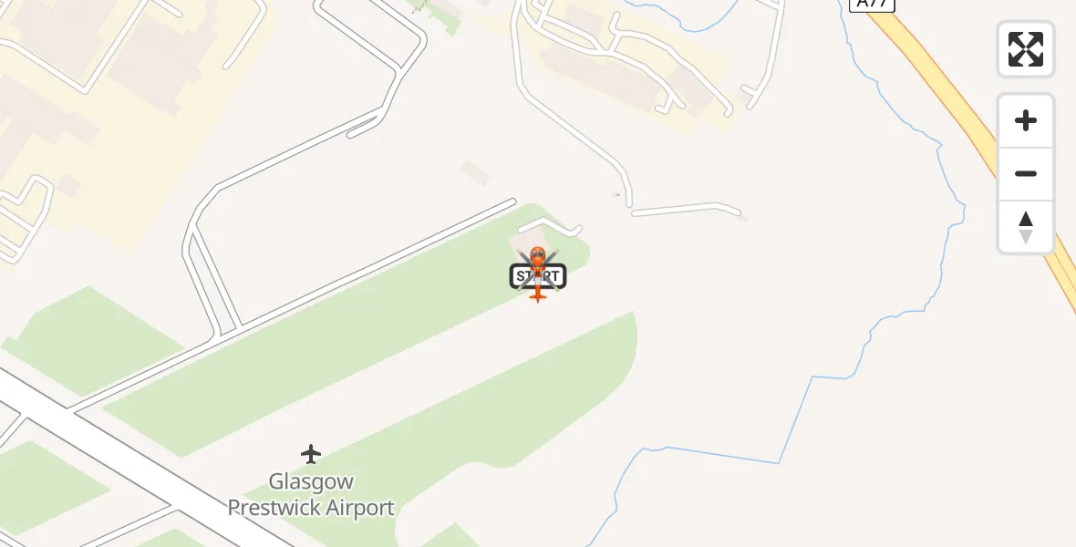 Flight route map: Coastguard Helicopter to Glasgow Prestwick Airport, Glasgow Prestwick Airport