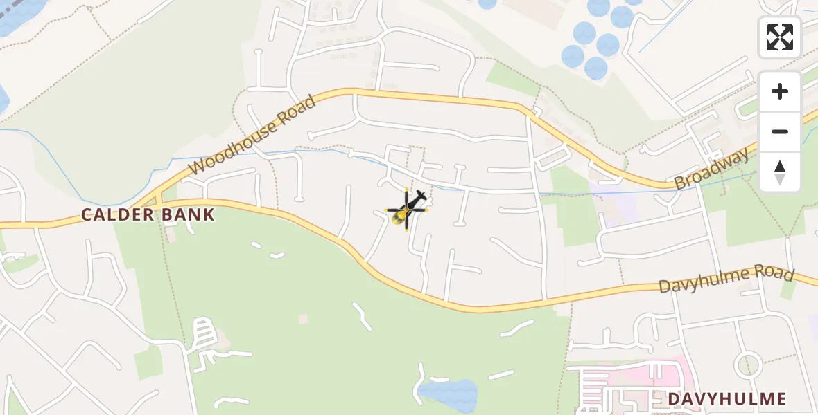 Flight route map: Police Helicopter to Flixton, Lingmell Close