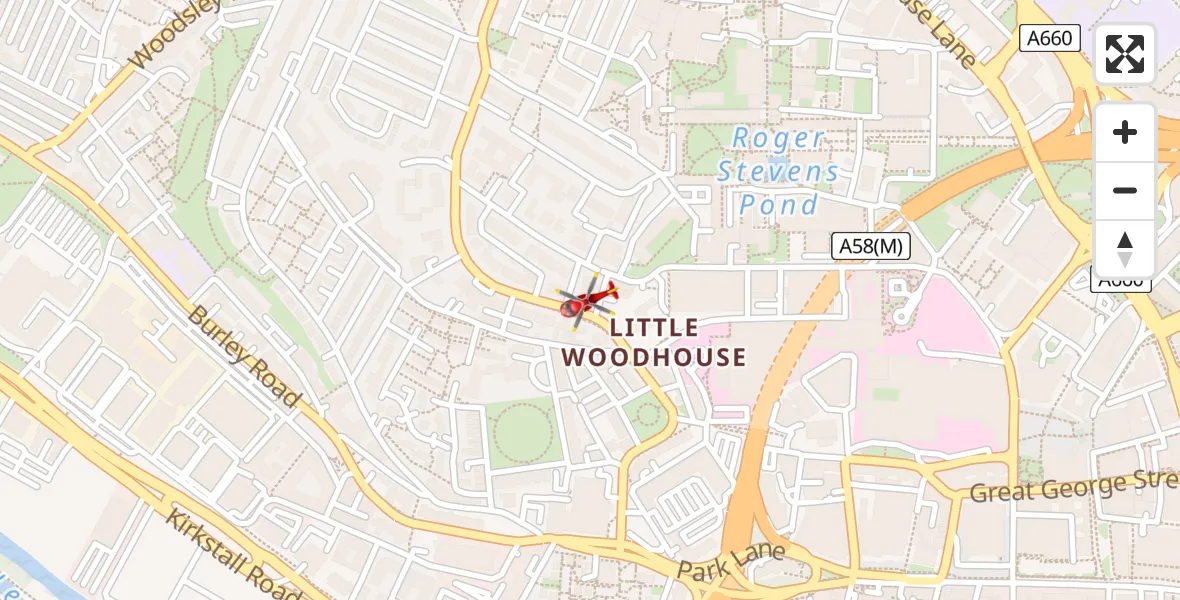 Flight route map:  to Leeds