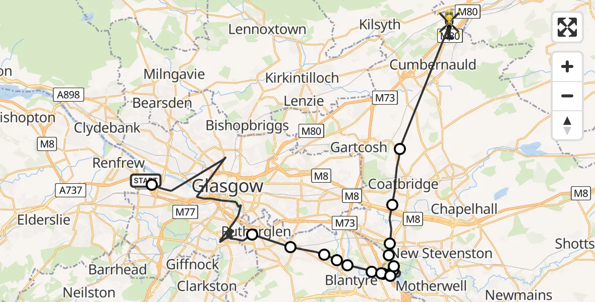 Routekaart van de vlucht: Police Helicopter to Cumbernauld Airport, Cumbernauld Airport