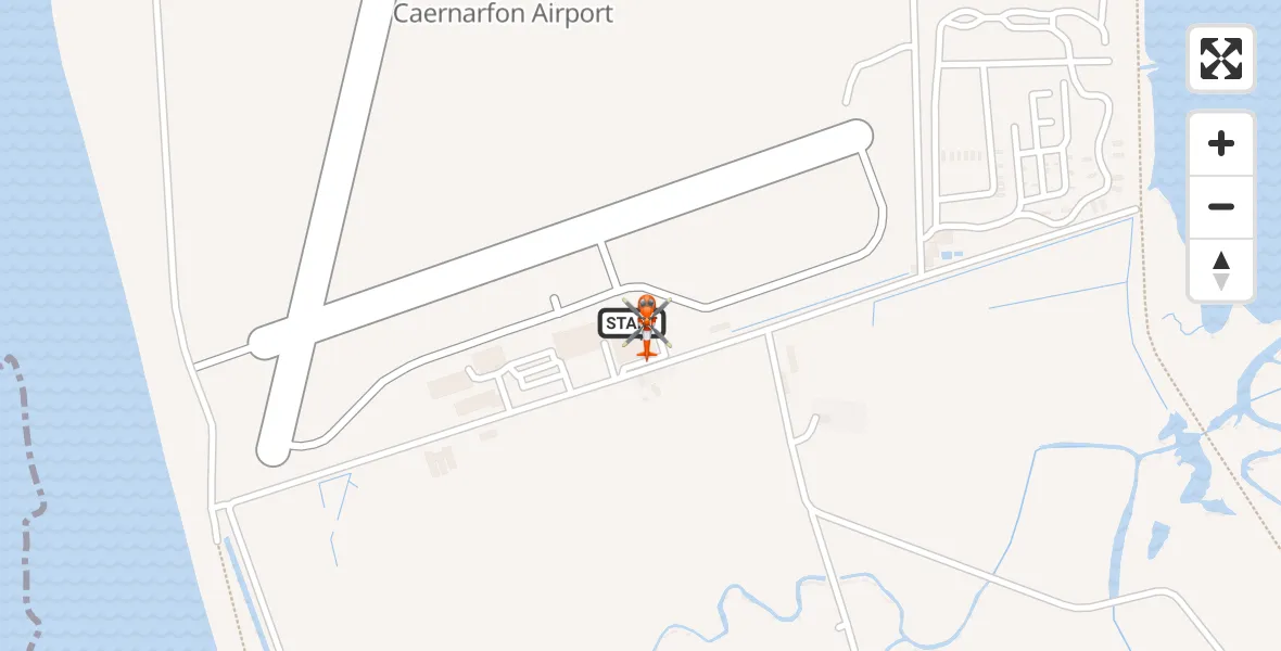 Flight route map: Coastguard Helicopter to Caernarfon Airport, Caernarfon Airport