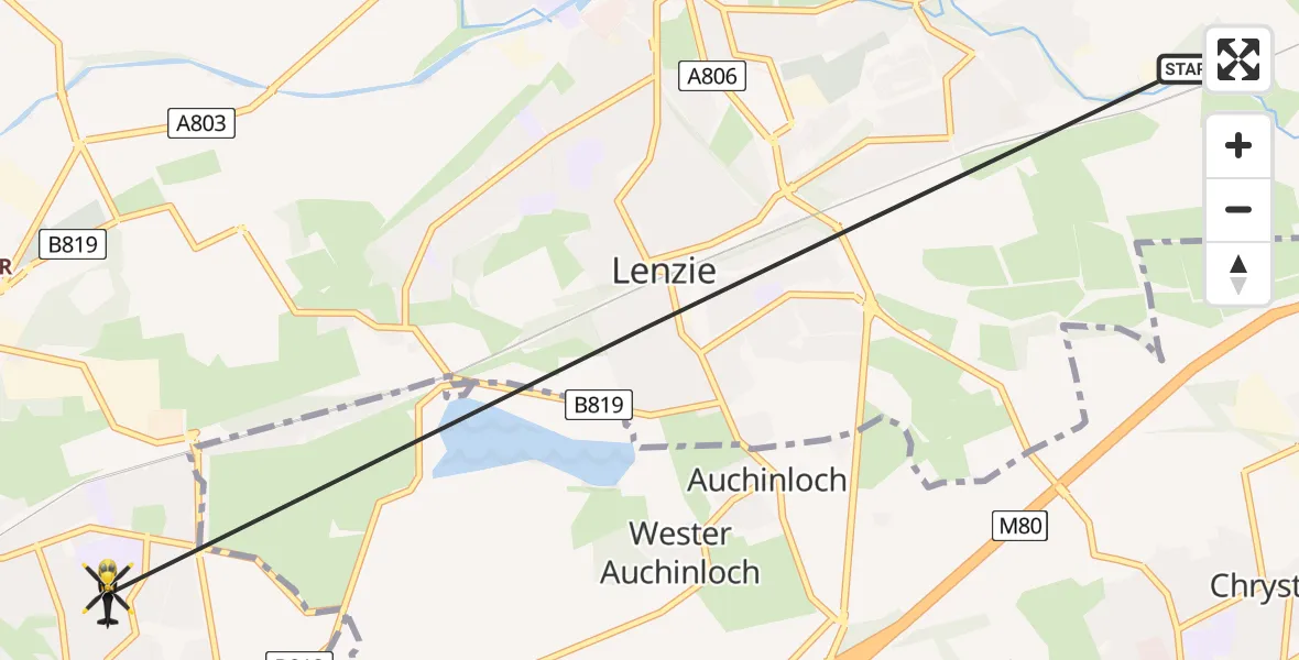 Routekaart van de vlucht: Police Helicopter to Bishopbriggs, Thrums Avenue