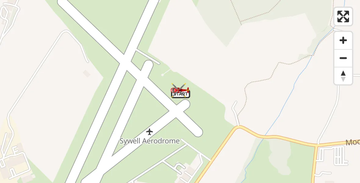 Flight route map: Air Ambulance Helicopter to Sywell Aerodrome, Sywell Aerodrome