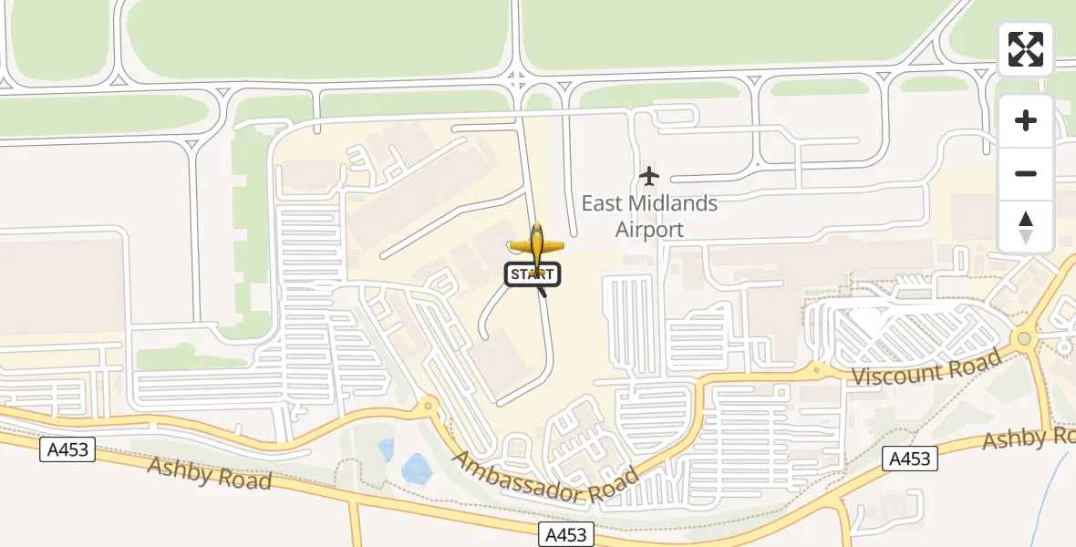 Flight route map: Police Aircraft to East Midlands Airport, East Midlands Airport