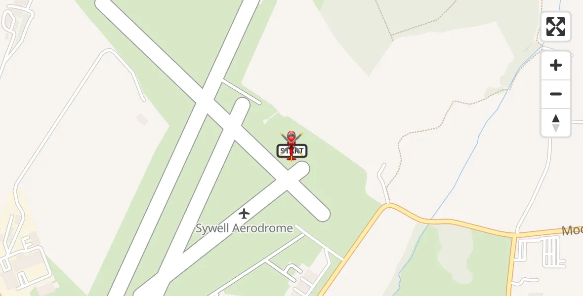 Flight route map: Air Ambulance Helicopter to Sywell Aerodrome, Sywell Aerodrome