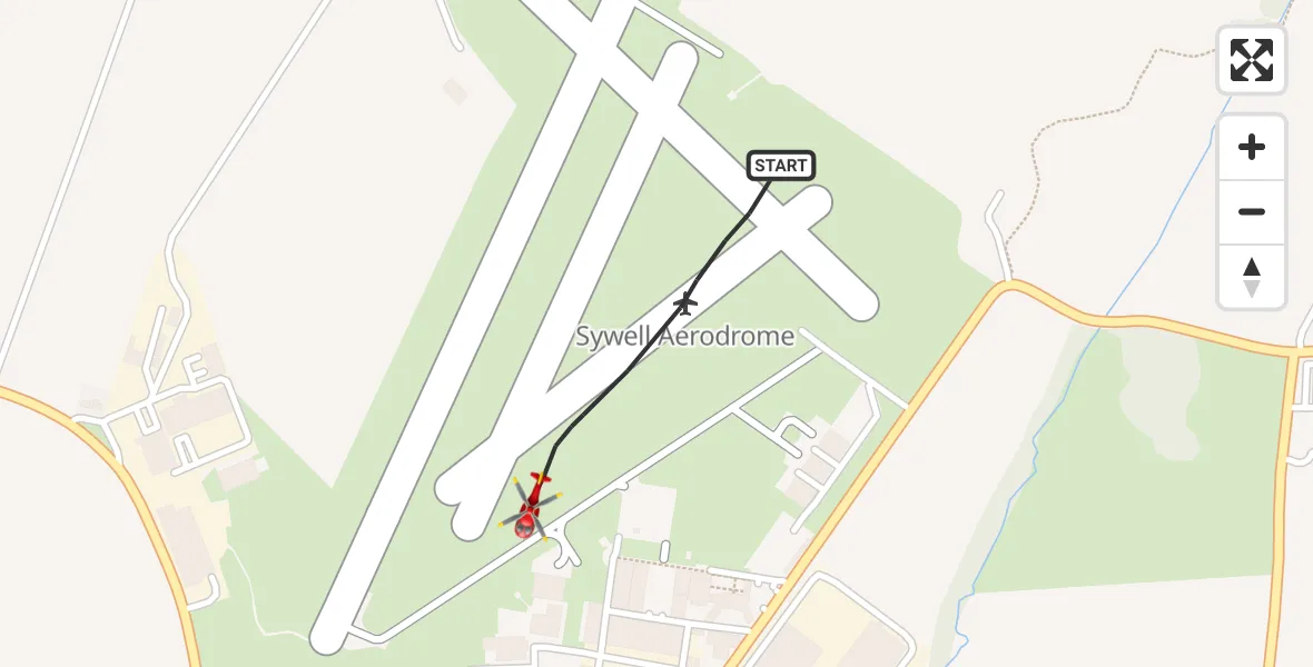 Routekaart van de vlucht: Air Ambulance Helicopter to Sywell Aerodrome, Sywell Aerodrome