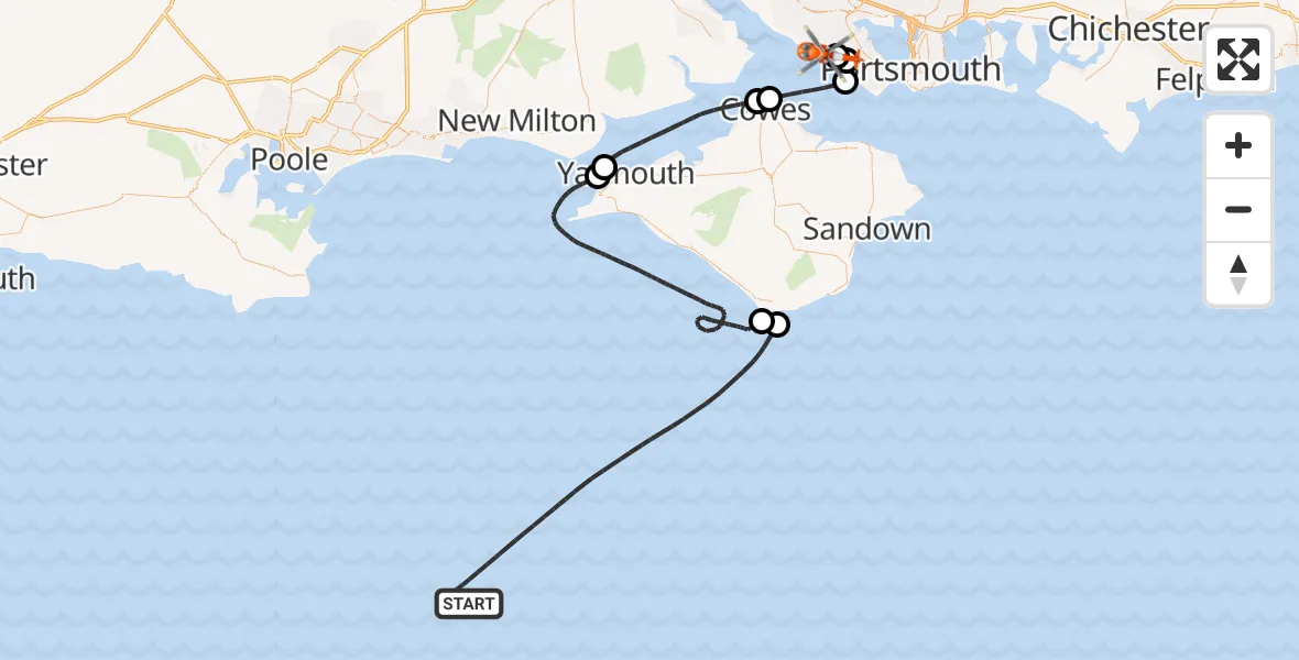 Routekaart van de vlucht: Coastguard Helicopter to Solent Airport, Solent Airport
