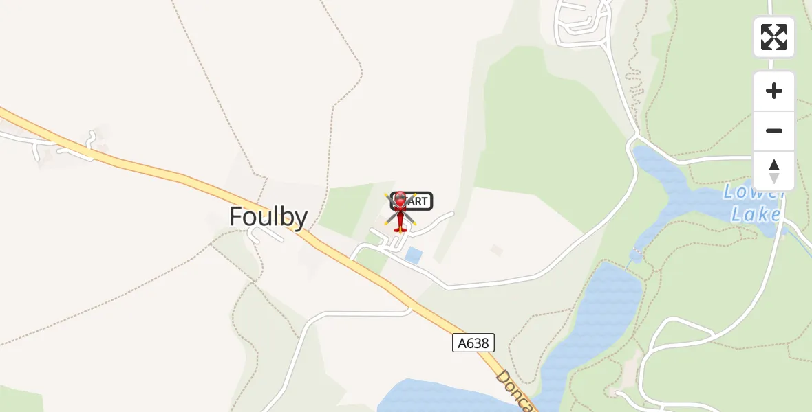 Flight route map: Air Ambulance Helicopter to YAA Nostell Helicopter Port, YAA Nostell Helicopter Port