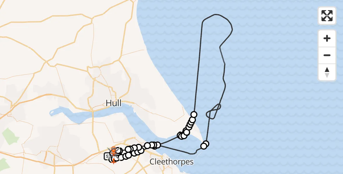 Flight route map: Coastguard Helicopter to Humberside Airport, Humberside Airport