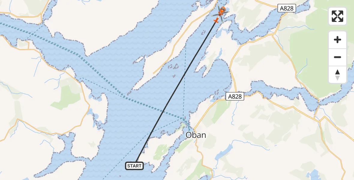 Flight route map: Coastguard Helicopter to Inner Seas, Inner Seas