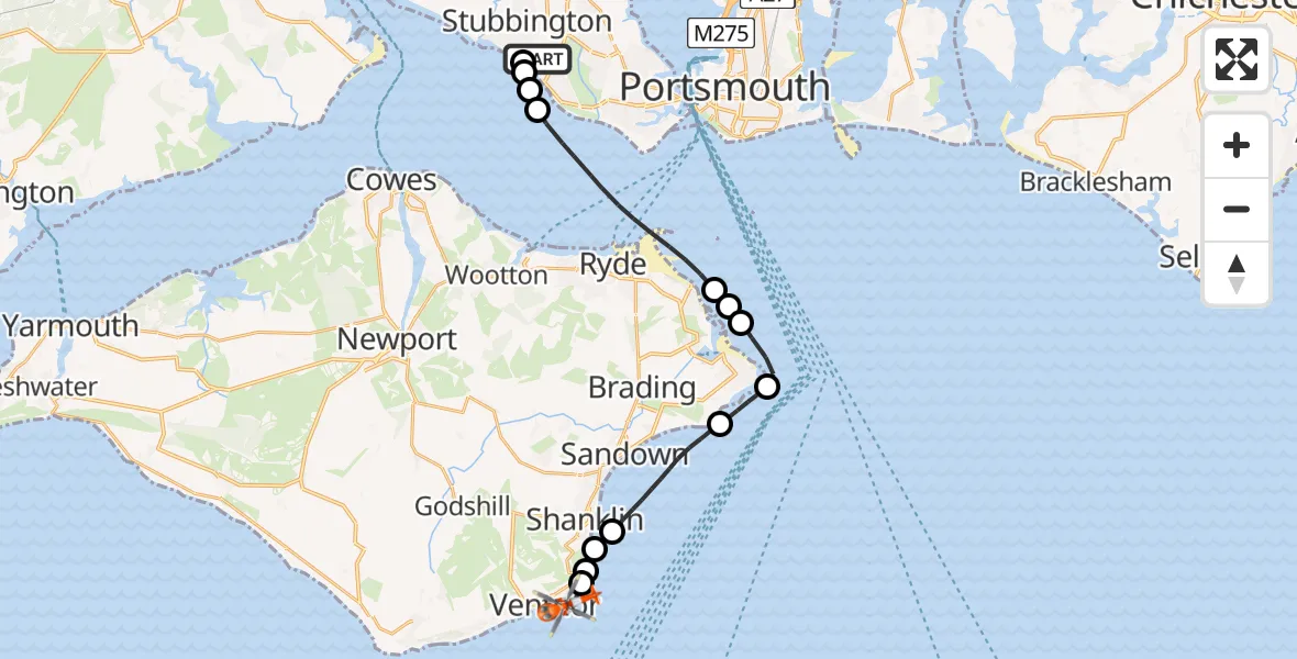 Routekaart van de vlucht: Coastguard Helicopter to Bonchurch, Bonchurch
