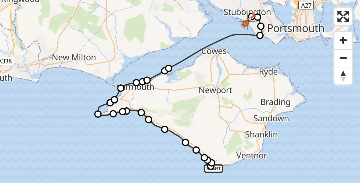 Routekaart van de vlucht: Coastguard Helicopter to Solent Airport, Solent Airport
