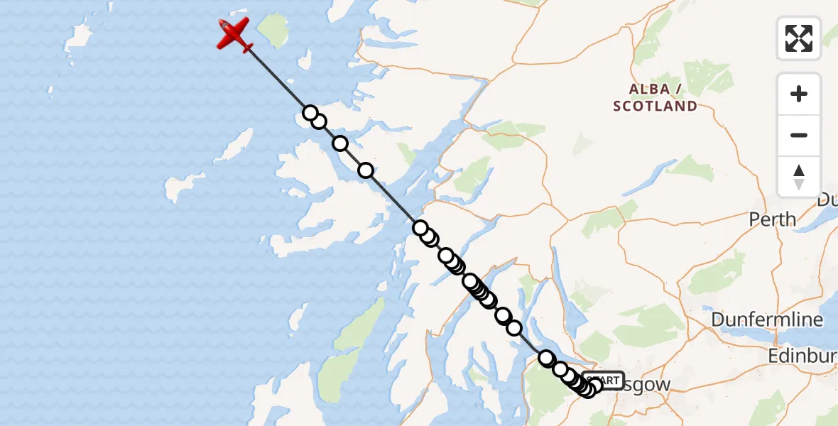 Routekaart van de vlucht: Air Ambulance Aircraft to Inner Seas, Inner Seas