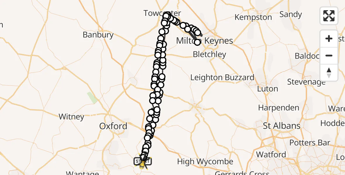 Flight route map: Police Helicopter to Berrick Salome, Berrick Salome