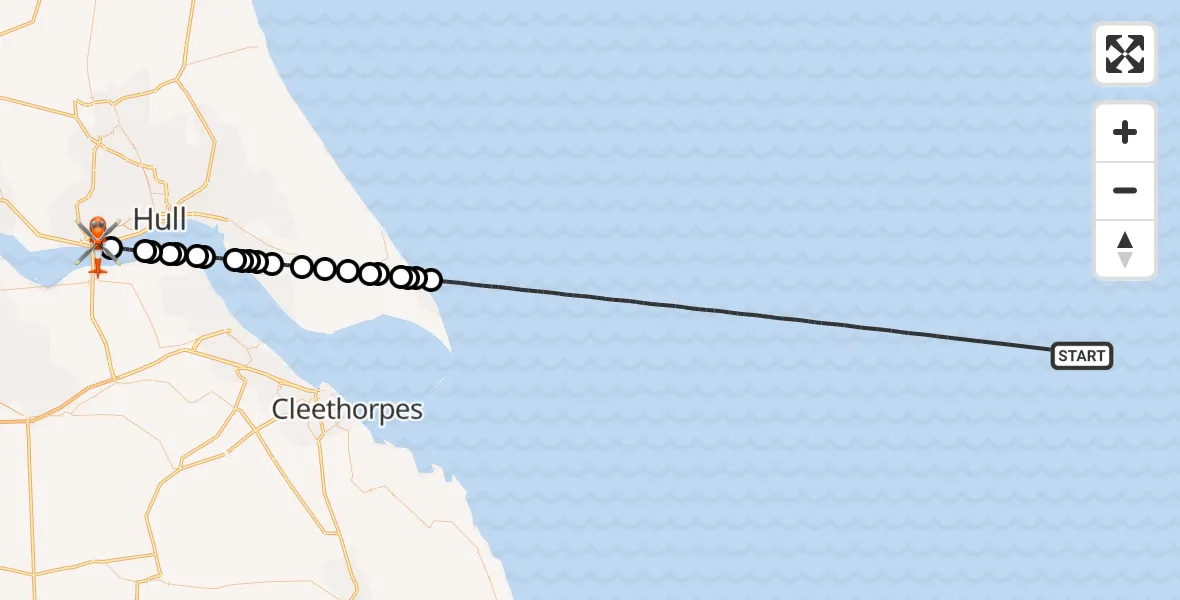 Flight route map: Coastguard Helicopter to Hessle, Redcliff Road