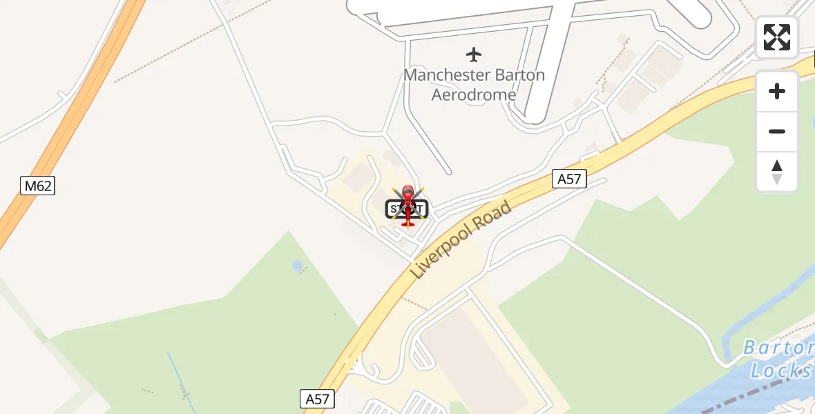 Flight route map:  to Irlam, Trident Road