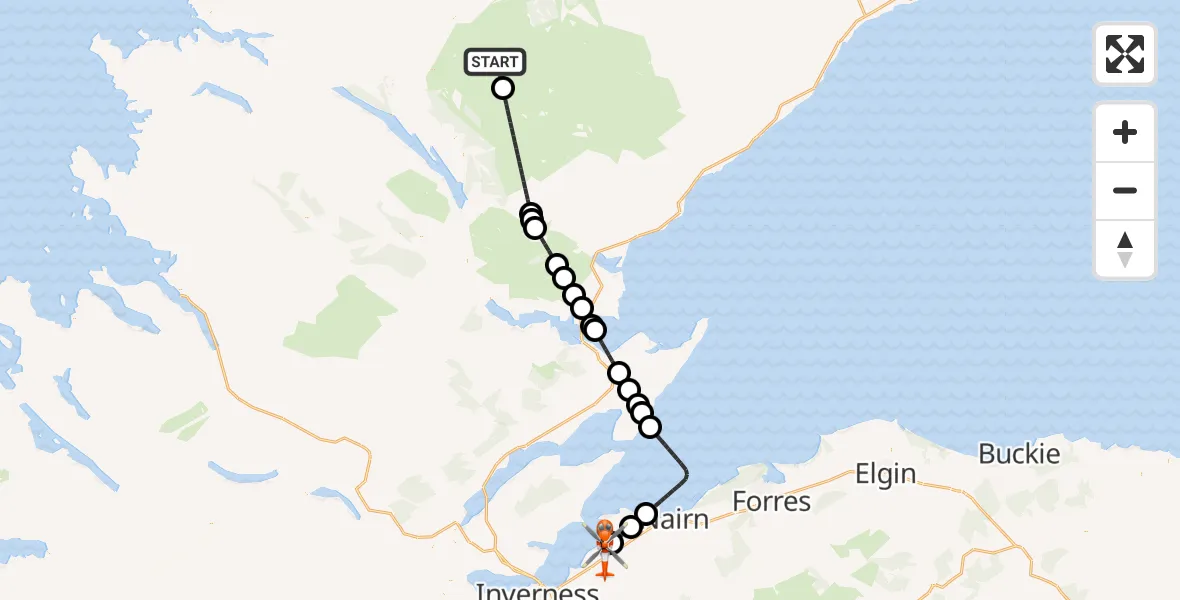 Routekaart van de vlucht: Coastguard Helicopter to Inverness Airport, Inverness Airport