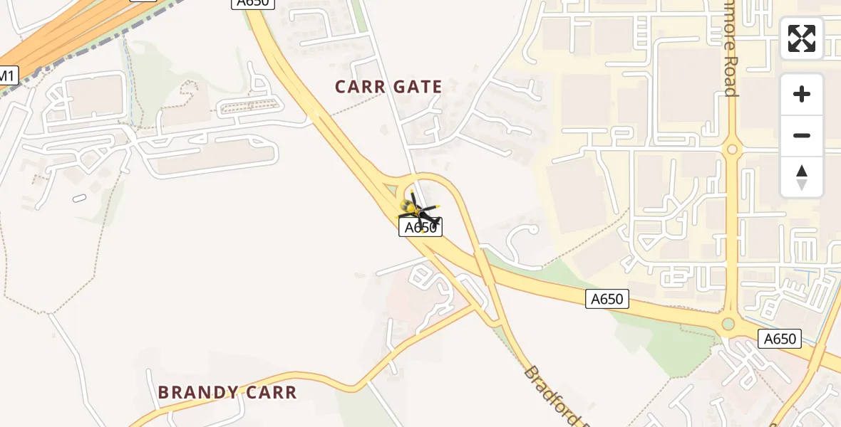 Routekaart van de vlucht: Police Helicopter to Wrenthorpe