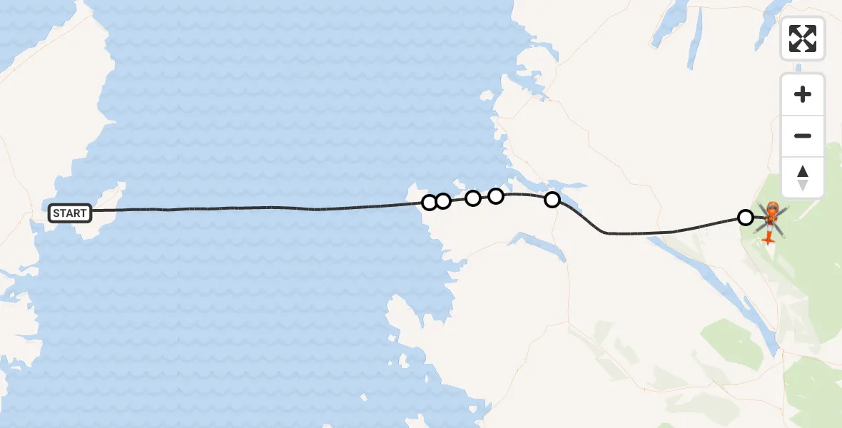 Flight route map: Coastguard Helicopter to Crask, Inner Seas