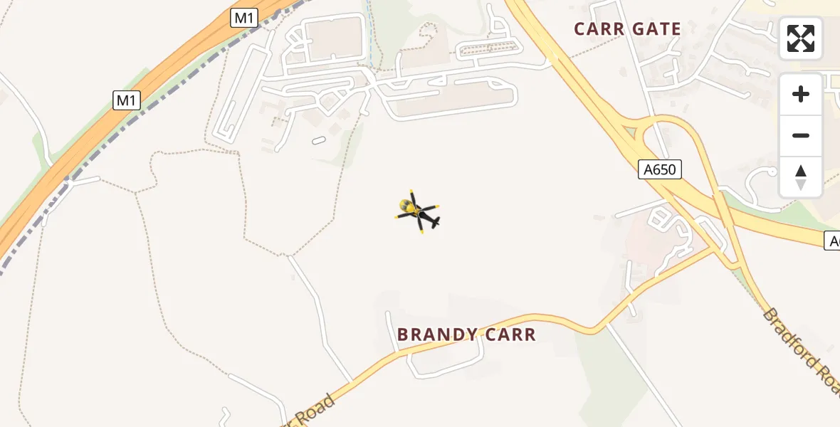 Routekaart van de vlucht: Police Helicopter to East Ardsley