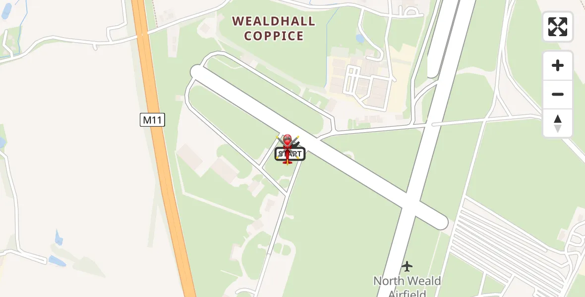 Routekaart van de vlucht: Air Ambulance Helicopter to North Weald Airfield, North Weald Airfield