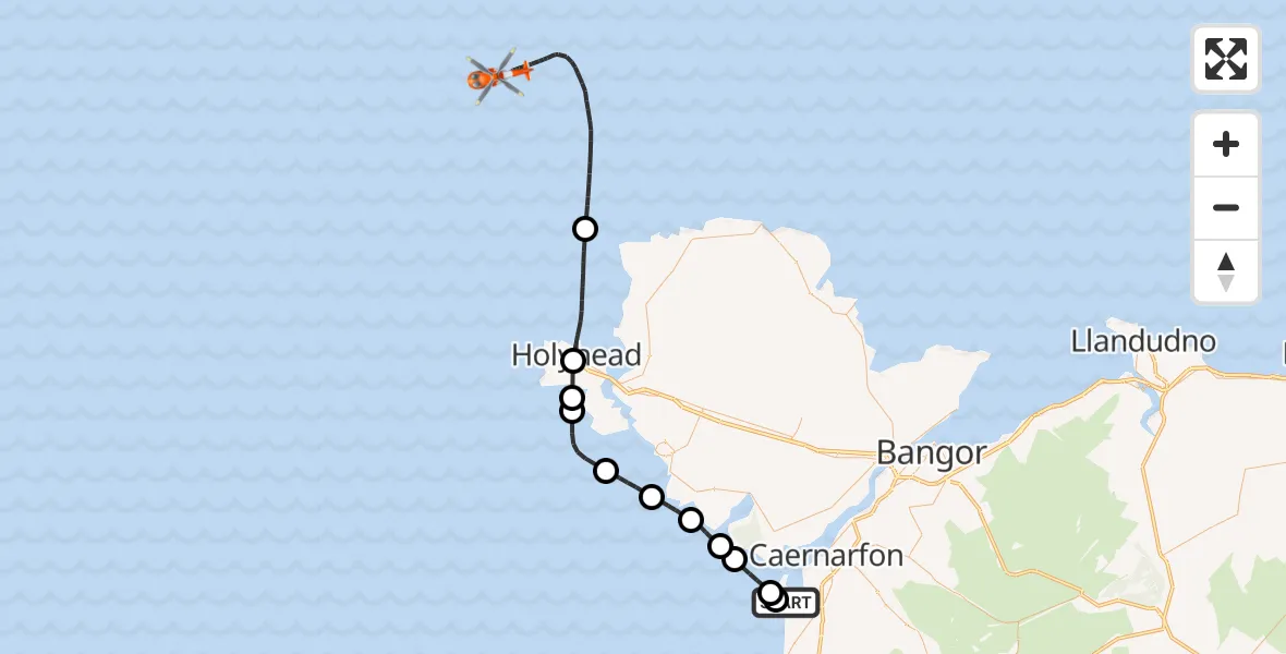Routekaart van de vlucht: Coastguard Helicopter to Irish Sea, Irish Sea
