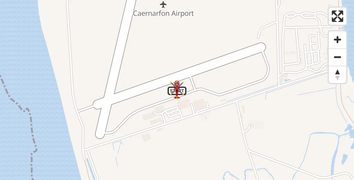 Flight route map: Air Ambulance Helicopter to Caernarfon Airport, Caernarfon Airport