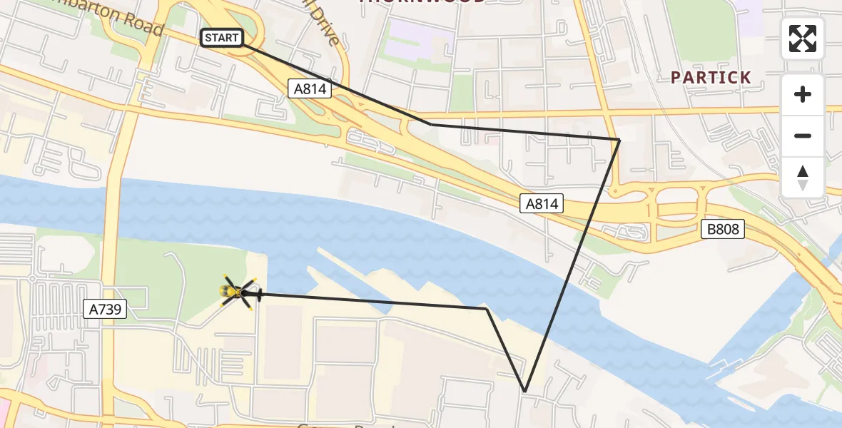 Flight route map: Police Helicopter to Glasgow, Aboukir Street