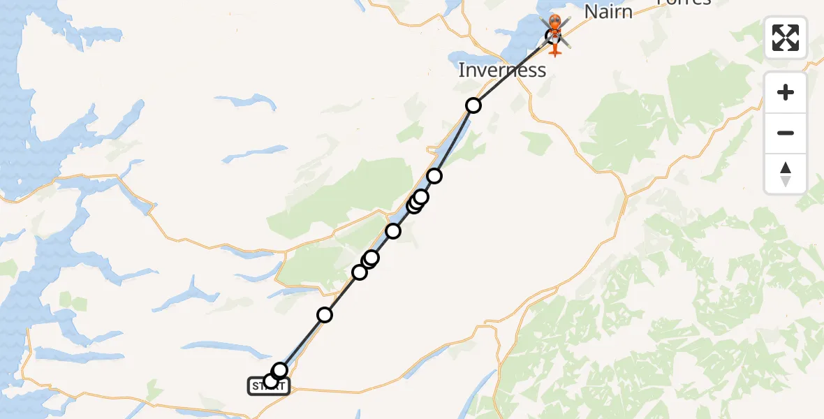 Routekaart van de vlucht: Coastguard Helicopter to Inverness Airport, Inverness Airport