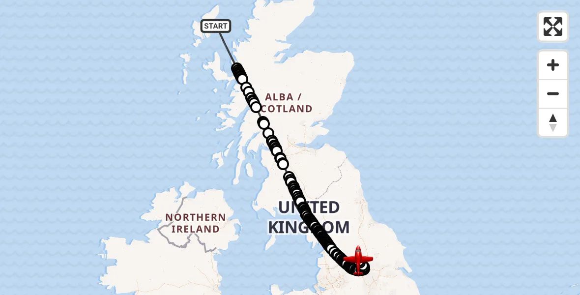 Flight route map: Air Ambulance Aircraft to Leeds Bradford Airport, Leeds Bradford Airport