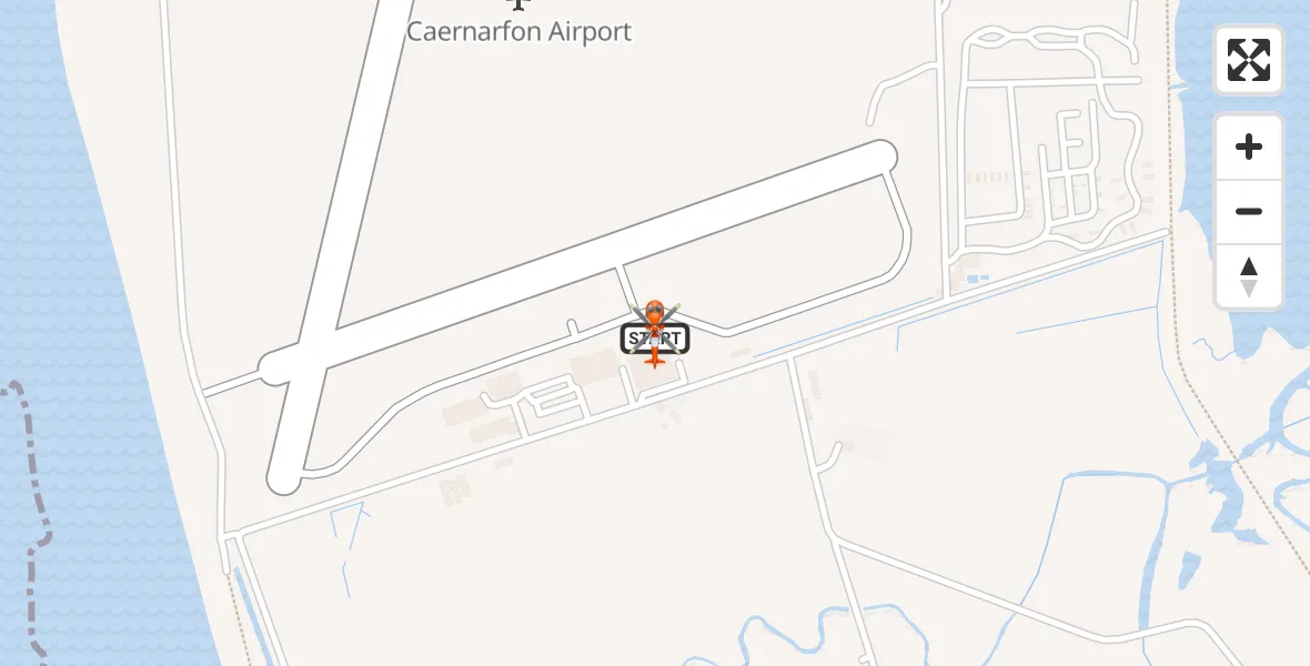 Flight route map: Coastguard Helicopter to Caernarfon Airport, Caernarfon Airport