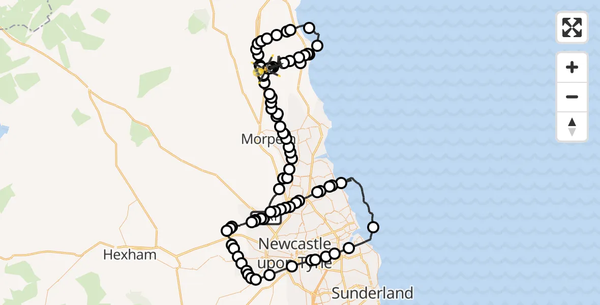 Routekaart van de vlucht: Police Helicopter to Felton, Felton