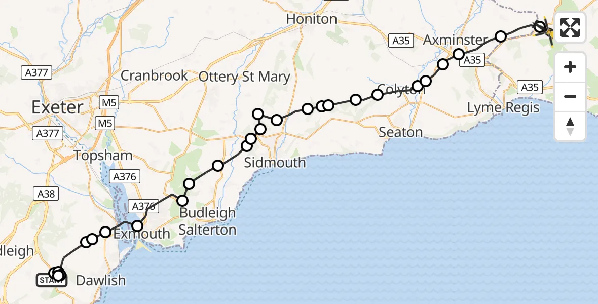 Routekaart van de vlucht: Police Helicopter to Marshwood, Mutton Street