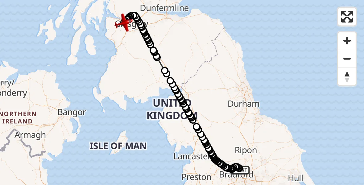 Routekaart van de vlucht: Air Ambulance Aircraft to Glasgow Airport, Glasgow Airport